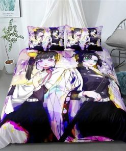 Demon Slayer Bed Set Romantic Kimetsu No Yaiba Anime Bedding