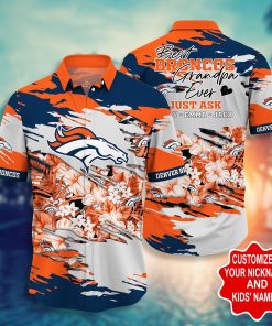 Denver Broncos – Custom Name Short Sleeve Button Down Hawaiian Shirt