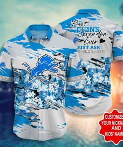 Detroit Lions – Custom Name Short Sleeve Button Down Hawaiian Shirt