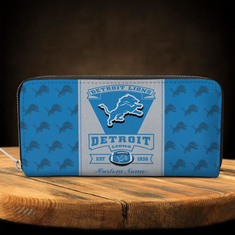 Detroit Lions Custom Name Zippy Long Wallets