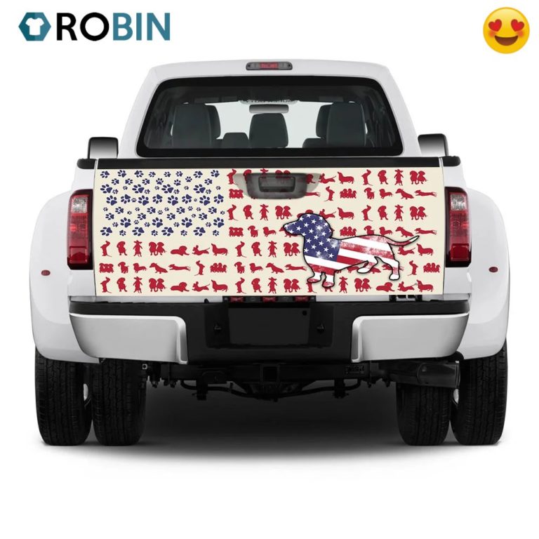 Dog Dachshund American Truck Tailgate Decal Sticker Wrap