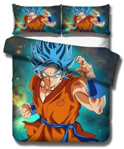 Dragon Ball Z Bed Set Goku Super Saiyan Blue Anime Bedding