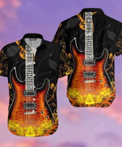 Electric Guitar Casual Button Down Short Sleeve Shirt