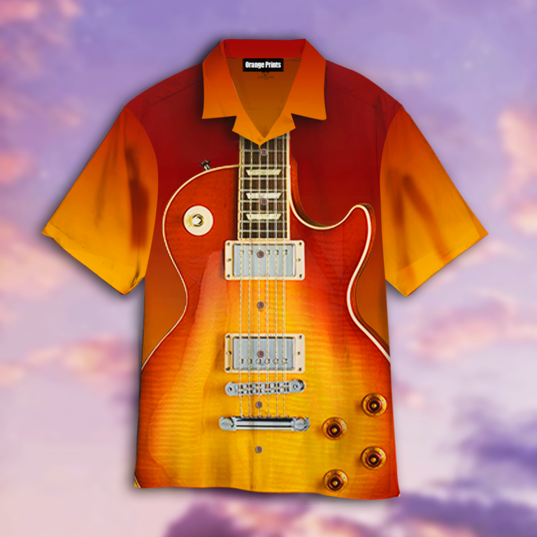 Electric Guitar Tropical Button Down Shirt