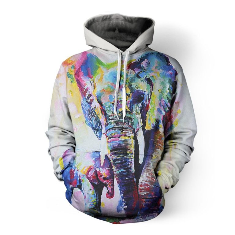 Elephant and Calf Paint 3D Hoodie