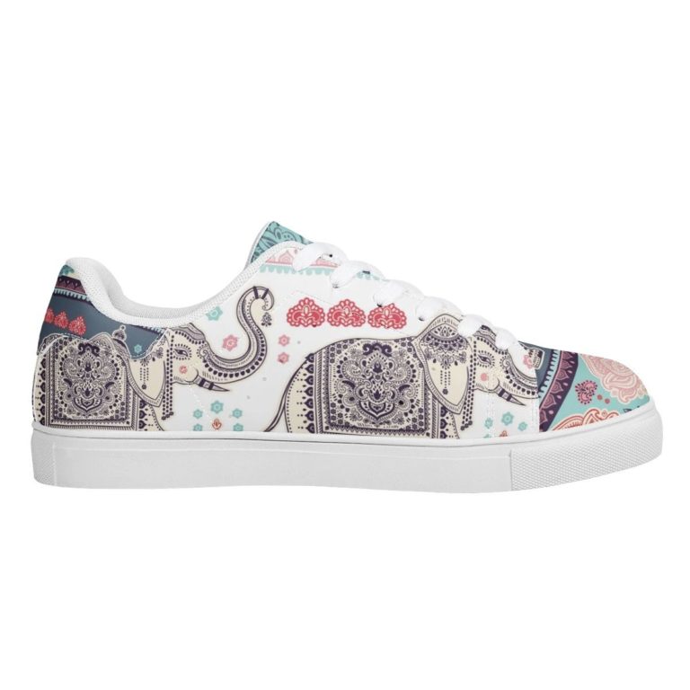 Elephant White Low top Leather Stan Smith Shoes, Custom Sneaker