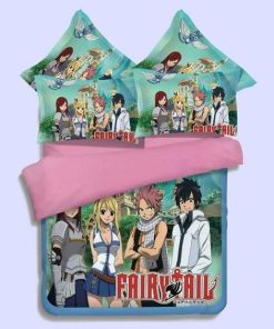 Fairy Tail Bed Set Green Natsu Anime Bedding