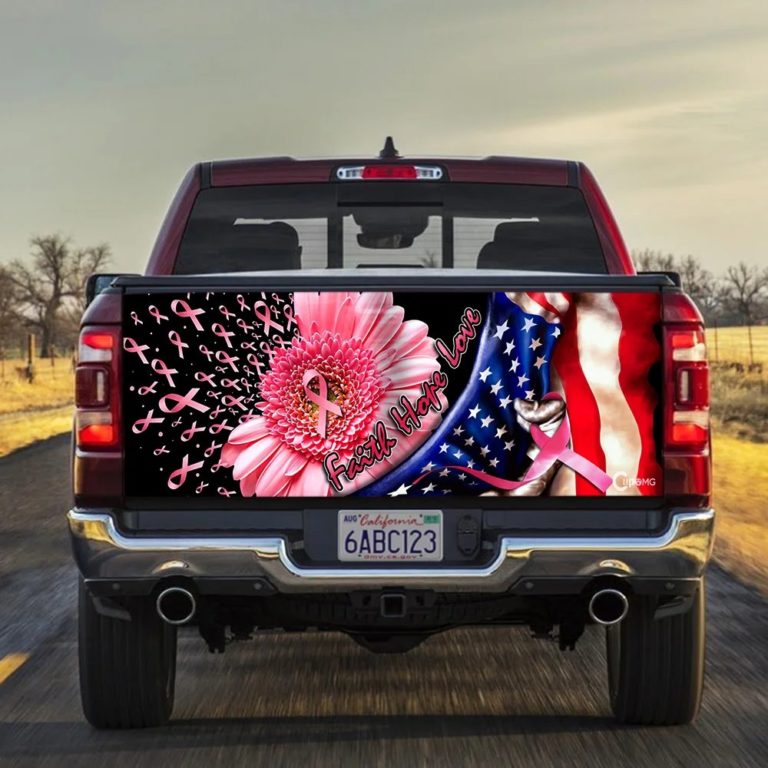 Faith Hope Love Breast Cancer Awareness Truck Tailgate Decal Sticker Wrap