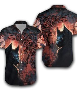 Fenrir Grunge Viking Short Sleeve Printed Button Down
