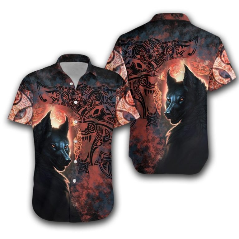 Fenrir Grunge Viking Short Sleeve Printed Button Down