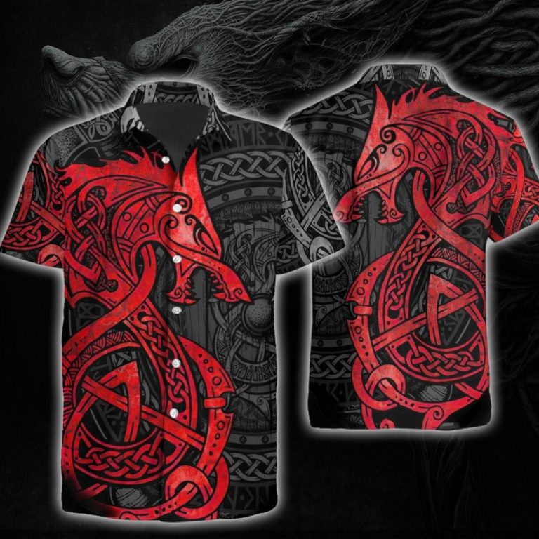 Fenrir Red Button Down Short Sleeves Shirt