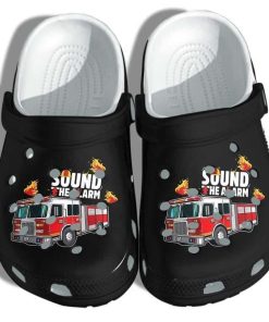 Fire Engine Car Shoes For Firefighter Son – Sound The Alarm Crocs Shoes