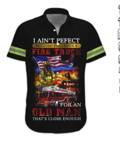 Fire Truck Firefighter Short Sleeve Printed Button Down