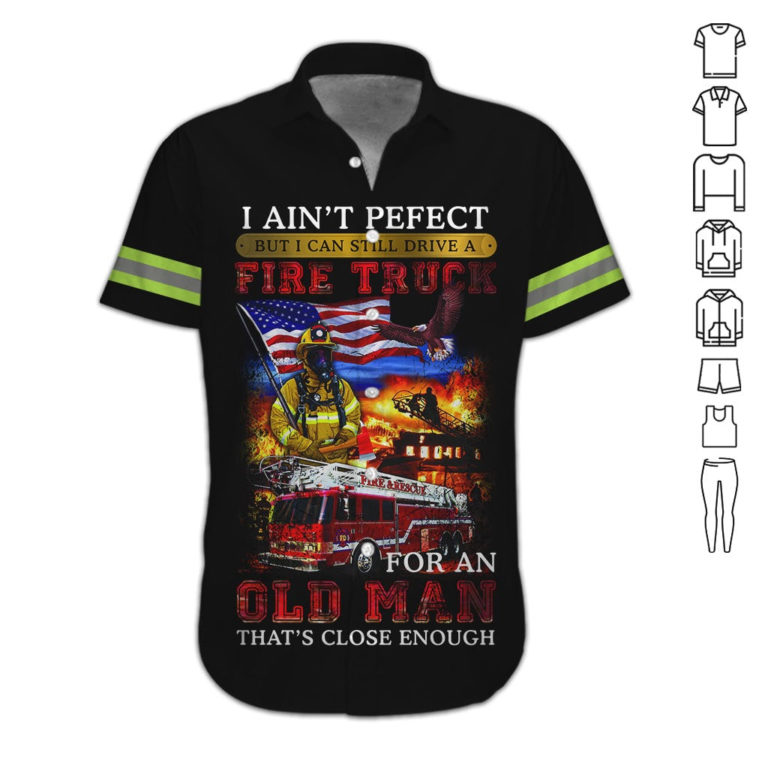 Fire Truck Firefighter Short Sleeve Printed Button Down