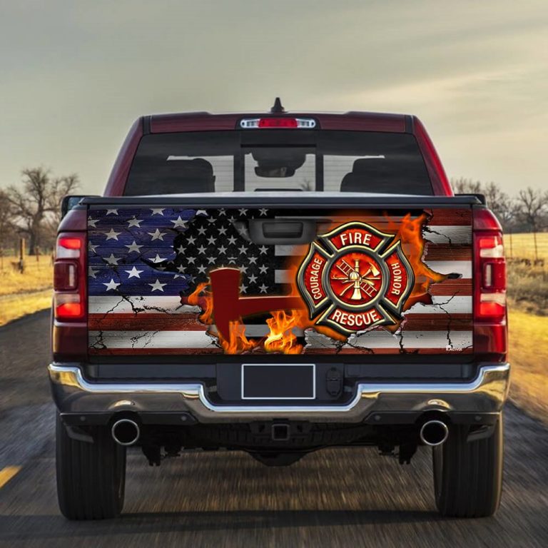 Firefighter American Truck Tailgate Decal Sticker Wrap