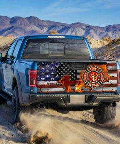 Firefighter American Truck Tailgate Decal Sticker Wrap Firefighter American Truck Tailgate Decal Sticker Wrap