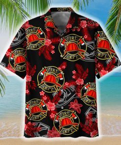 Firefighter Tropical Pattern Hawaiian Shirt