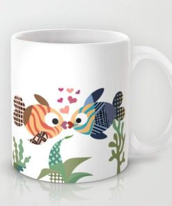 Fish Ceramic Mug Love Coffee Cup Kissing Fish Gift
