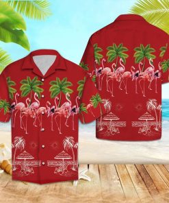 Flamingo Summer Casual Button Down Short Sleeve Shirt
