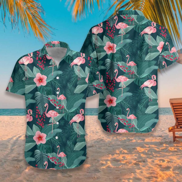 Flamingo Tropical Leaves Palm Tropical Hawaiian Shirt