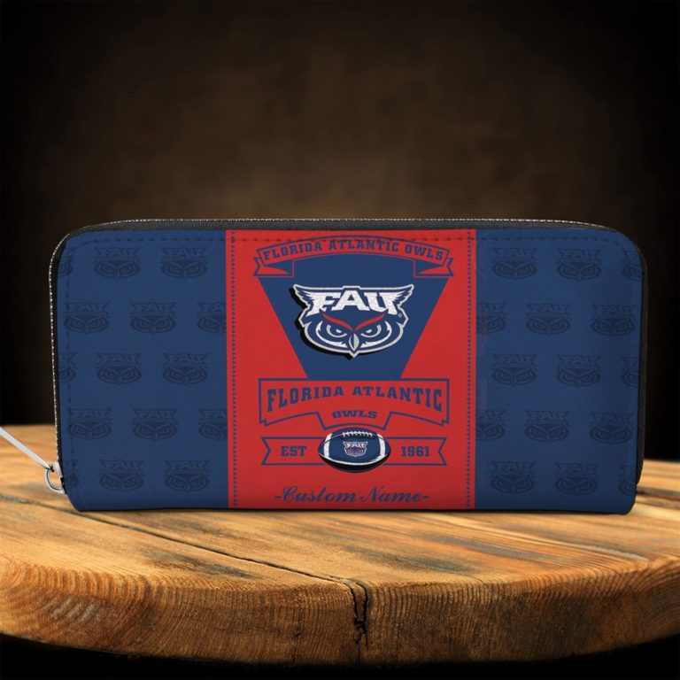 Florida Atlantic Owls Custom Name Zip Around Wallets