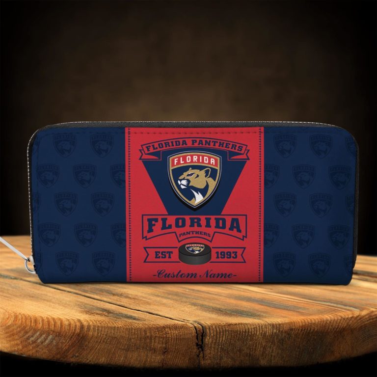 Florida Panthers Custom Name Zip Around Wallets