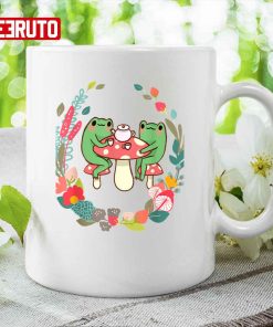 Frogs Drinking Tea Mushroom Cute Cottagecore Aesthetic Frog Mug