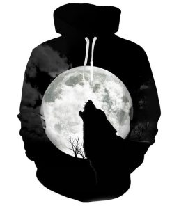 Full Moon Howling Wolf 3D Hoodie