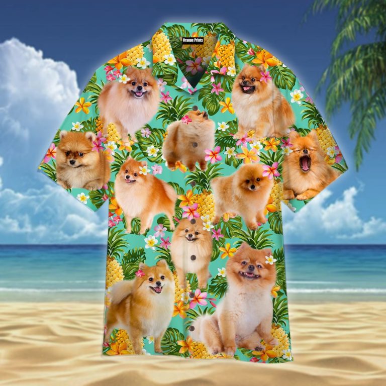 Funny Pomeranian Dog Pinapple Tropical Tropical Hawaiian Shirt