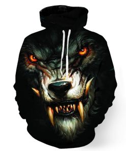 Furious Wolf Fang 3D Black Hoodie
