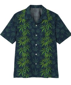 Gearhumsn 3D Cannabis Leaves Casual Button Down Hawaiian Shirts
