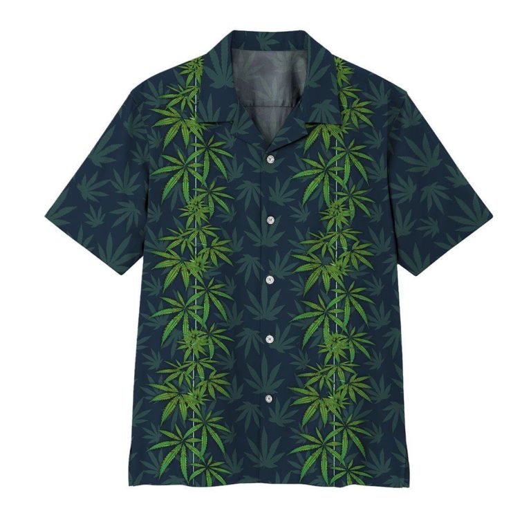 Gearhumsn 3D Cannabis Leaves Casual Button Down Hawaiian Shirts