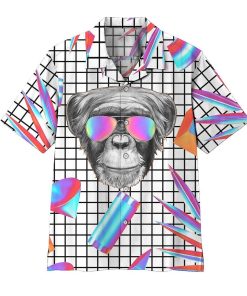 Gearhumsn 3D Holographic Monkey Casual Button Down Hawaiian Shirts