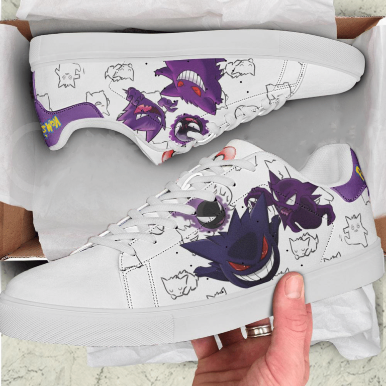 Gengar Skate Pokemon Low top Leather Stan Smith Shoes, Custom Sneaker