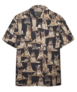 German Shepherd Dogs 3D Custom Casual Button Down Hawaiian Shirts