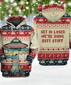 Get In Loser We’re Doing Butt Stuff UFO Knitting Pattern 3D All Over Printed Camping Hoodie Shirt