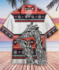 Giraffe Zentangle Short Sleeve Button Down Hawaiian Shirt