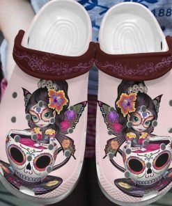 Girl In Skull Cup Shoes – Butterfly Girl – Crocs Shoes