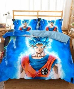 Goku Bed Set Super Saiyan Blue Kanji Symbol Dragon Ball Z Anime Bedding