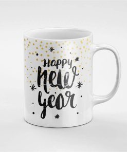 Golden Dots Happy New Year Ceramic Mug