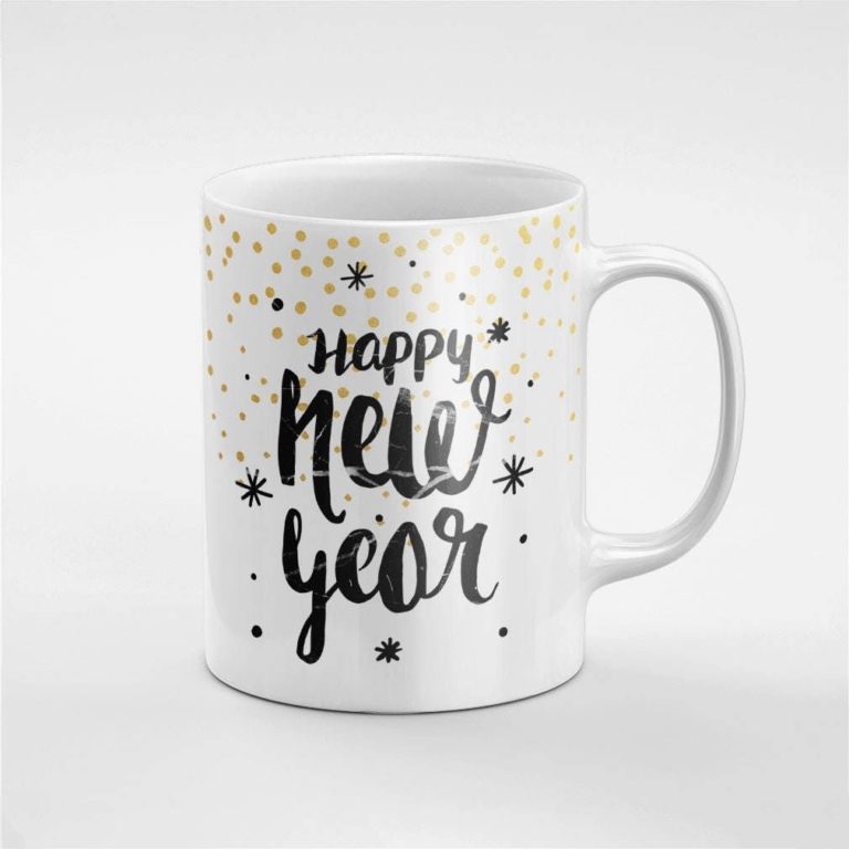 Golden Dots Happy New Year Ceramic Mug