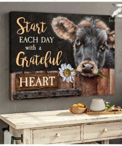 Grateful Heart Cow Poster and Canvas