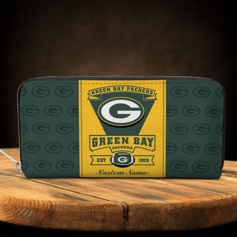 Green Bay Packers Custom Name Zip Around Wallets