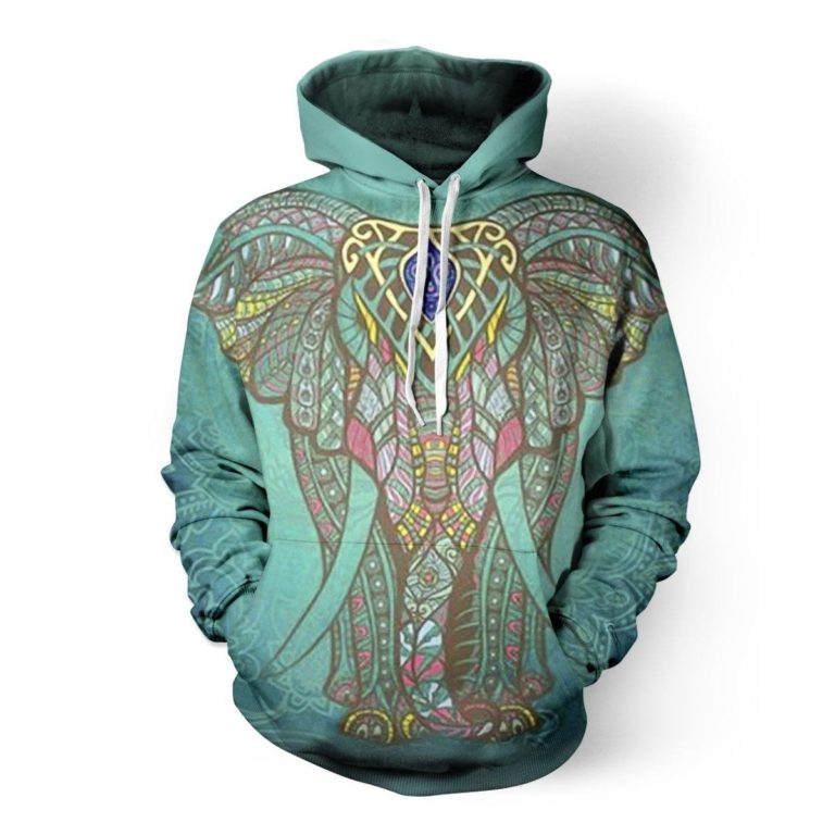 Green Elephant Paint 3D Hoodie