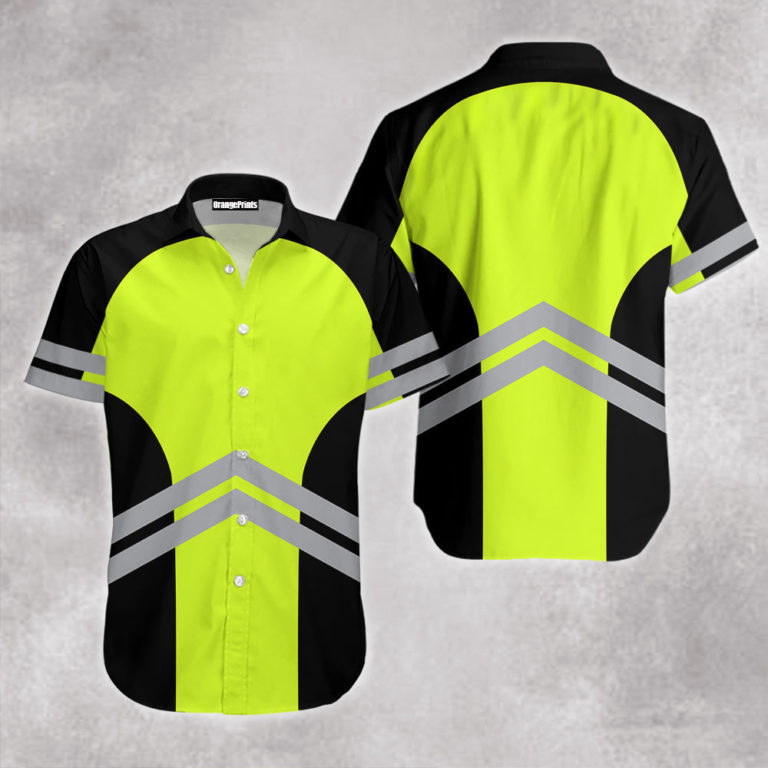 Green Workwear Style Button Down Short Sleeves Shirt