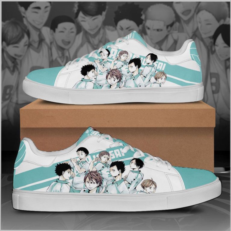 Haikyu Aoba Johsai Black Haikyu Low top Leather Stan Smith Sneaker, Casual Shoes