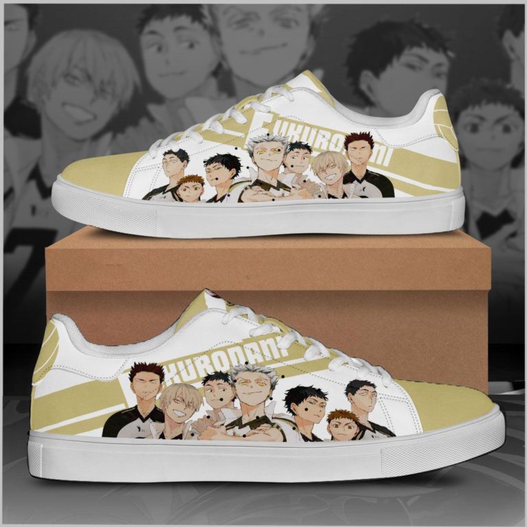 Haikyu Fukurodani Black Haikyu Low top Leather Stan Smith Sneaker, Casual Shoes