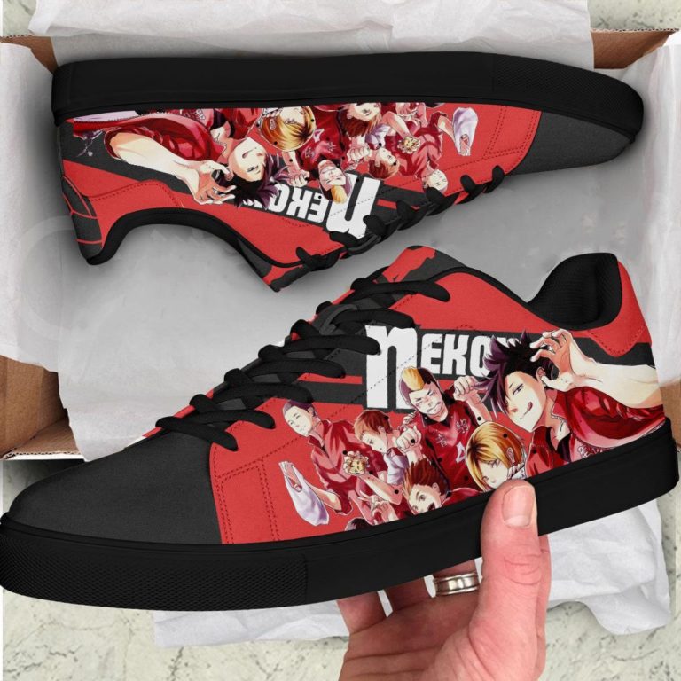 Haikyu Nekoma Black Haikyu Low top Leather Stan Smith Shoes, Custom Sneaker