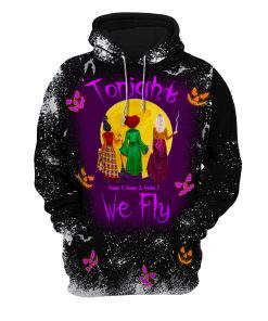 Halloween Witch Friends Tonight We fly Custom All Over Print Hoodie
