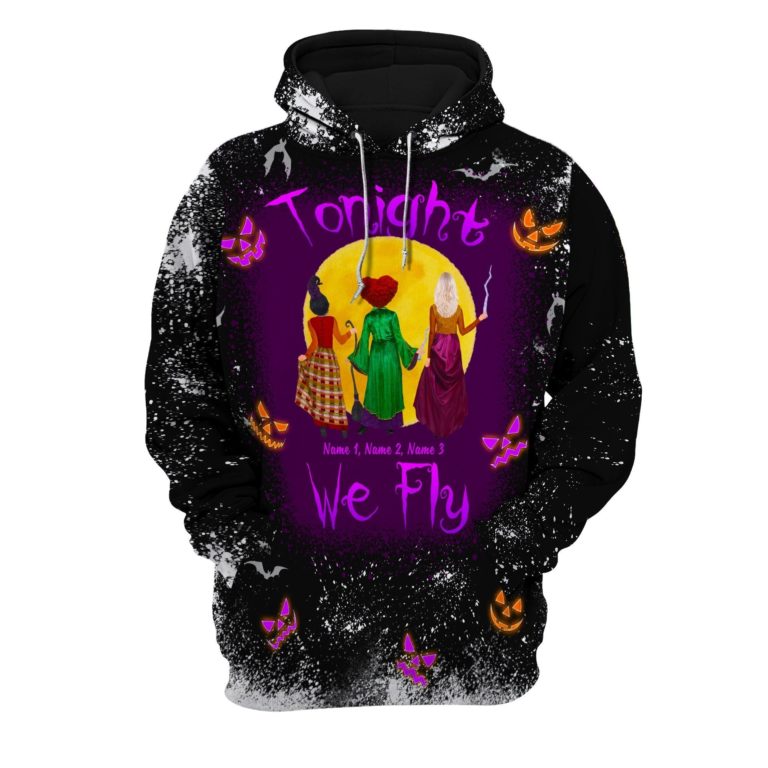 Halloween Witch Friends Tonight We fly Custom All Over Print Hoodie